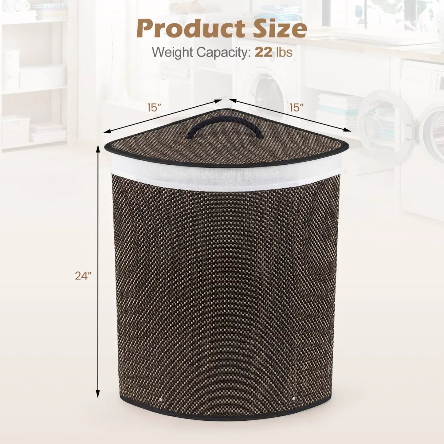 Bamboo Laundry Hamper 15 Gallon with Liner