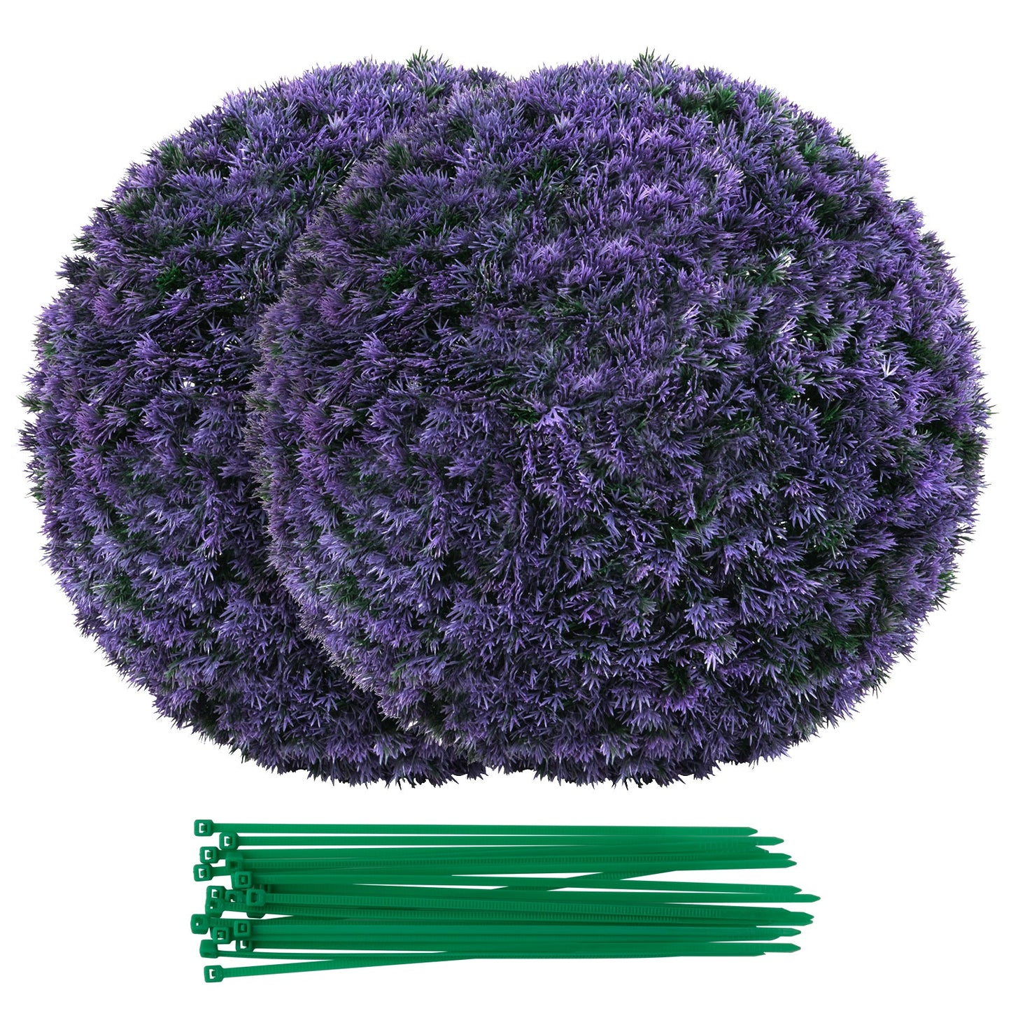 Bolas de topiario de boj artificial redondas de 15 pulgadas, juego de 2 para interior/exterior - Morado