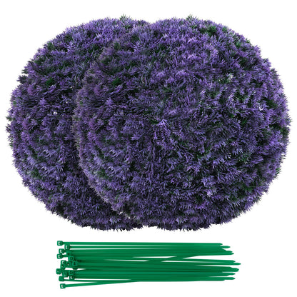 Bolas de topiario de boj artificial redondas de 15 pulgadas, juego de 2 para interior/exterior - Morado