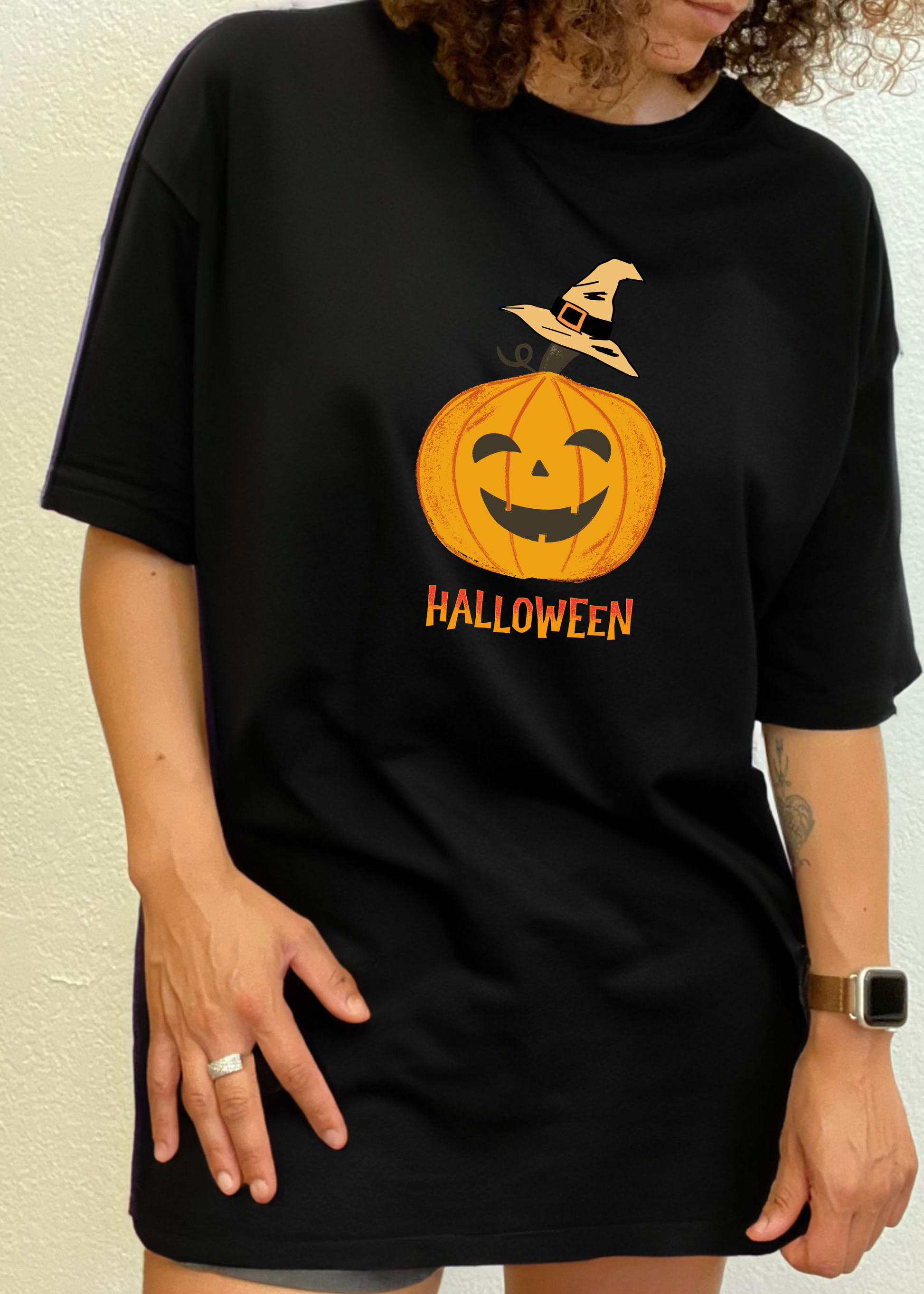 Halloween pumpkin graphic tee black, unisex bamboo viscose/organic cotton short sleeve on Tampa Home & Garden Store