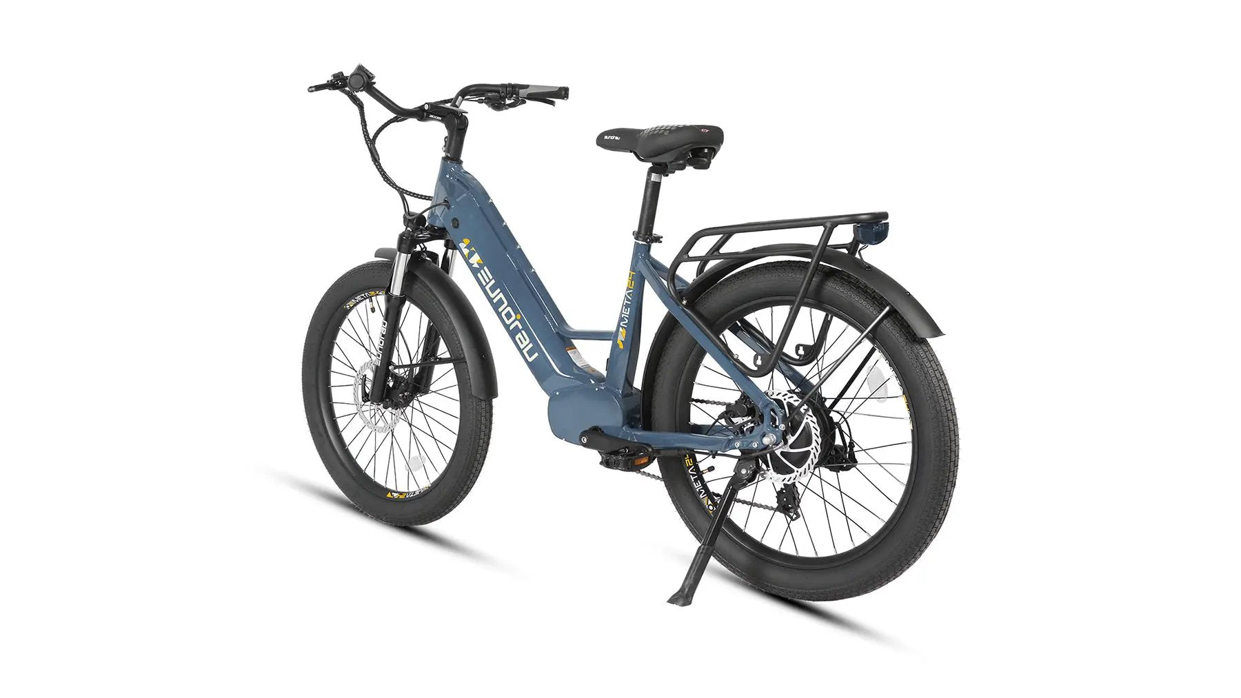 META26 1.0 electric bicycle blue frame with fat tires and rear rack by EUNORAU E-BIKE US on Tampa Home & Garden Store