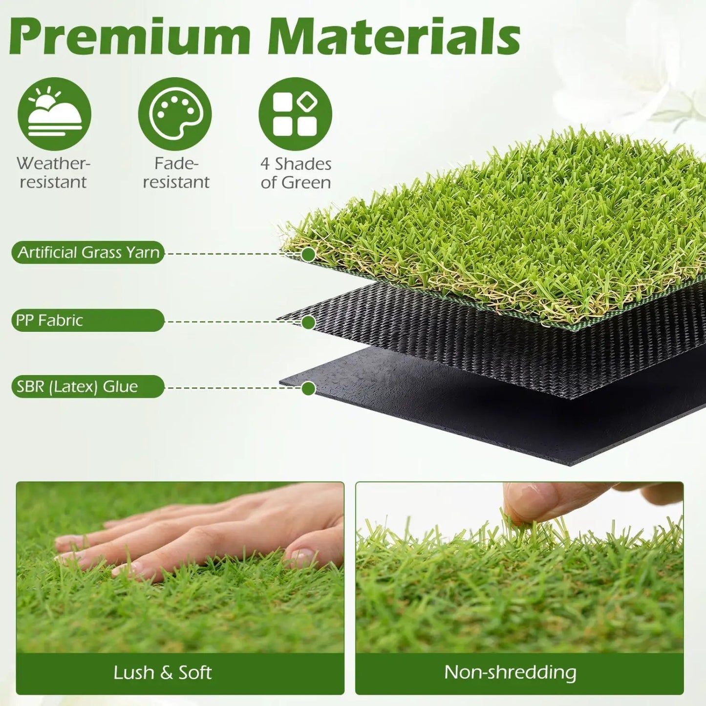 Artificial Turf Rug 15 x 7 Feet With Low Pile