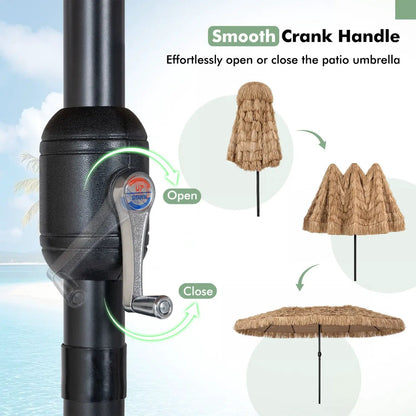 Double-Sided Thatched Tiki Patio Umbrella 15x9 Ft