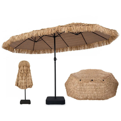 Double-Sided Patio Umbrella 15x9 ft 144 Lights