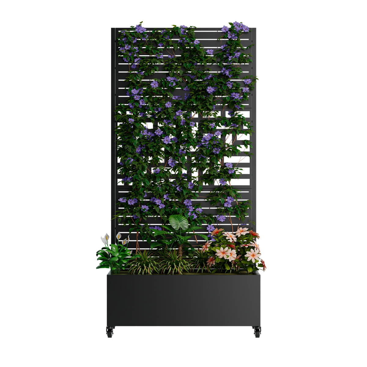 Metal planter box with trellis in black, 73x35x16 raised bed by HouseOfZazla on Tampa Home & Garden Store