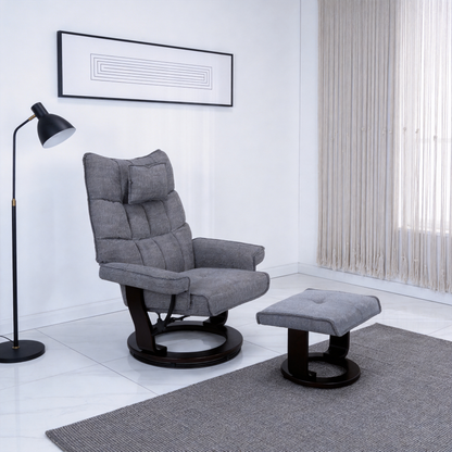 Ergonomic Chenille Massage Recliner and Ottoman