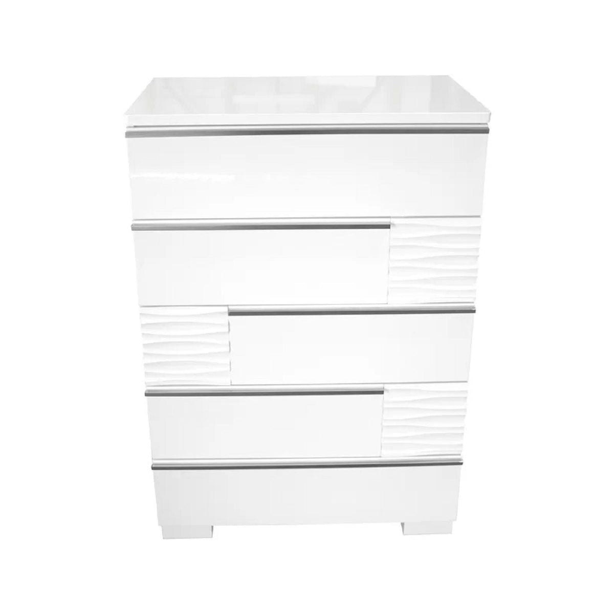White 5-drawer accent chest with smooth gliding drawers and textured side panels HouseOfZazla on Tampa Home & Garden Store
