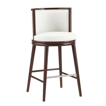 Evalyn Barstool 28-30 height white cushioned seat and back dark wood frame HouseOfZazla on Tampa Home & Garden Store