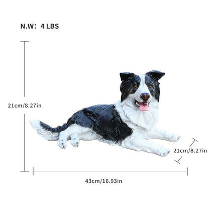 Outdoor Garden Border Collie Dog Statue Greeter by HouseOfZazla, black and white statue on Tampa Home & Garden Store