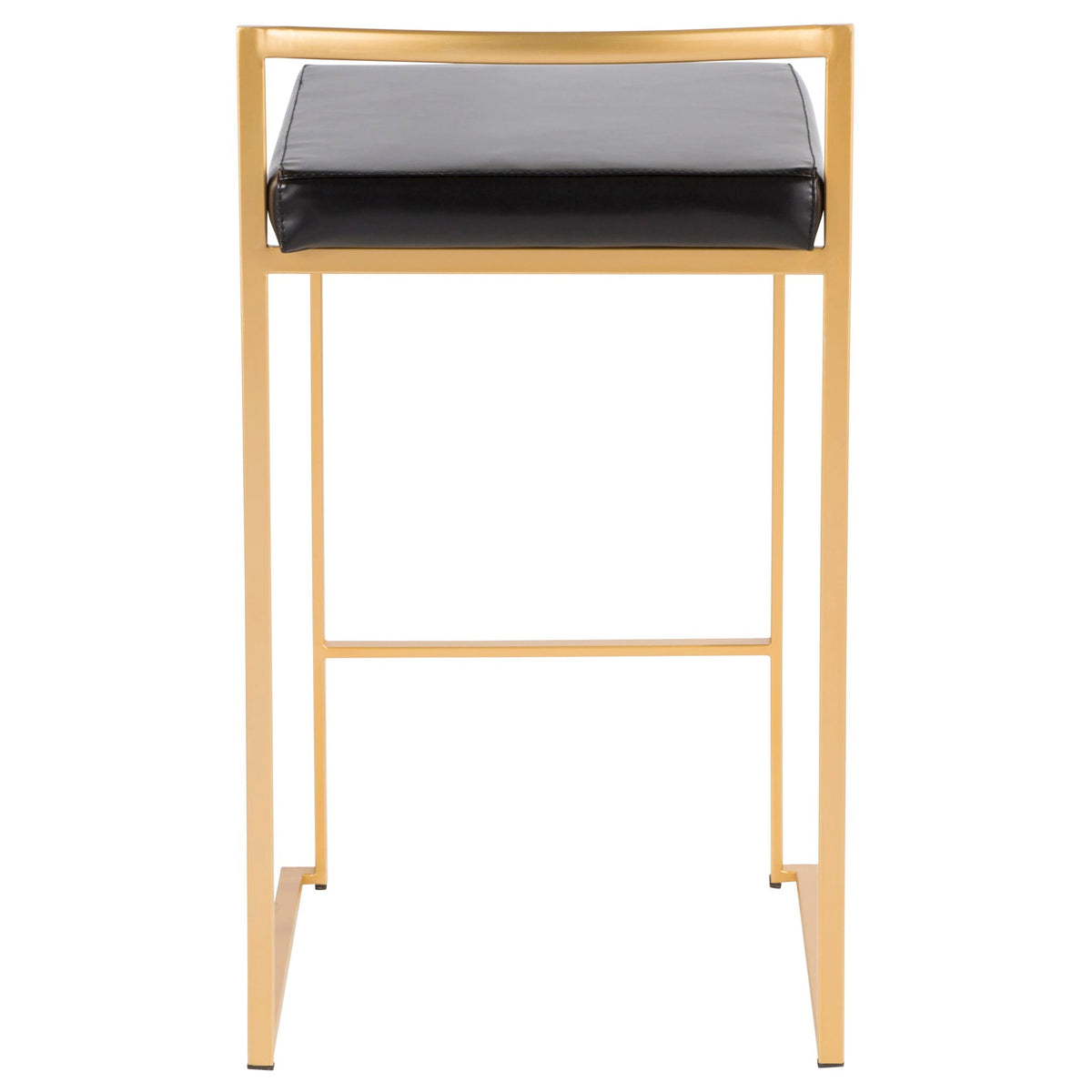 Fuji counter stools set of 2 with gold frame and two-tone gray and black cushions on Tampa Home & Garden Store