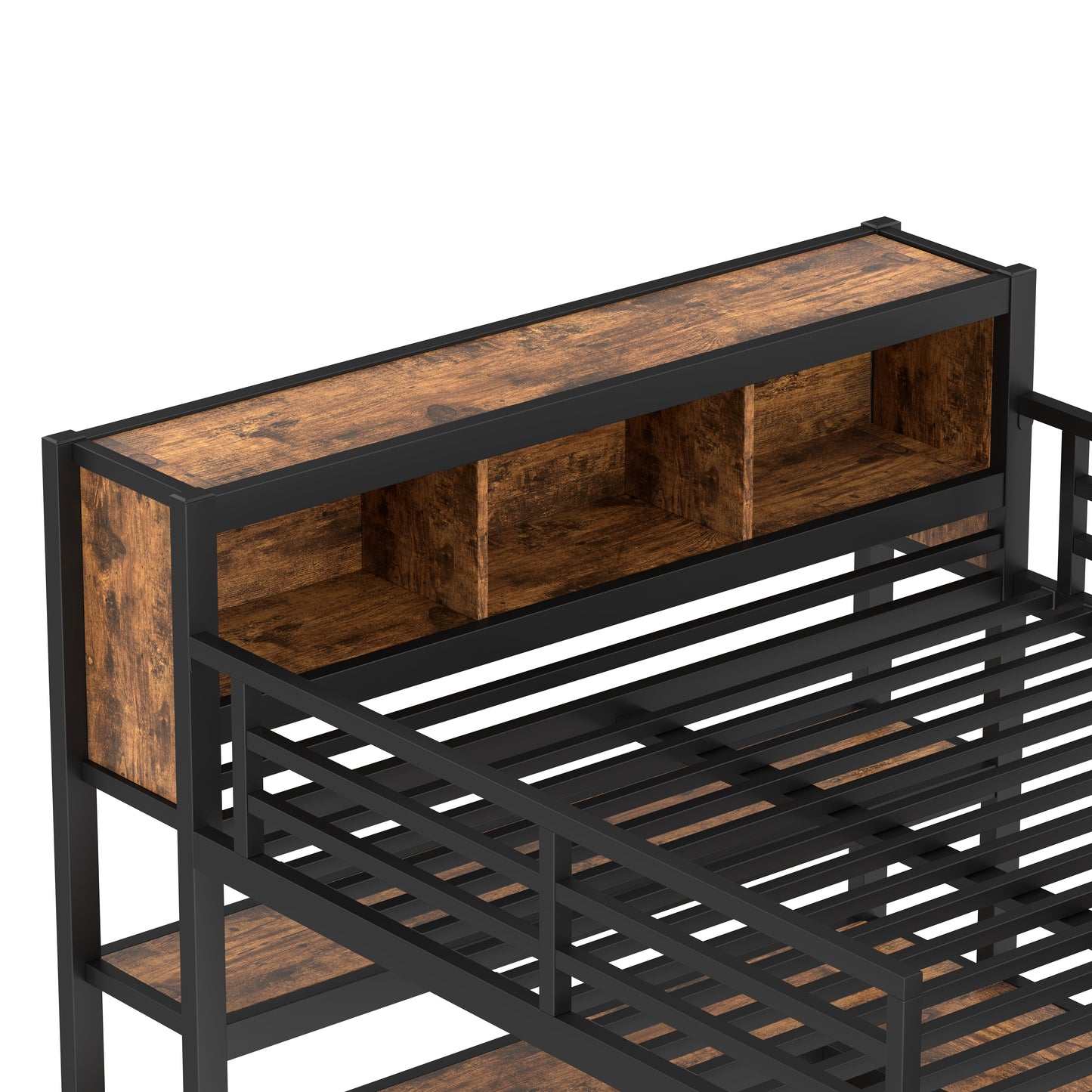 Metal loft bed with wardrobe and L-shaped desk, black steel frame by HouseOfZazla on Tampa Home & Garden Store