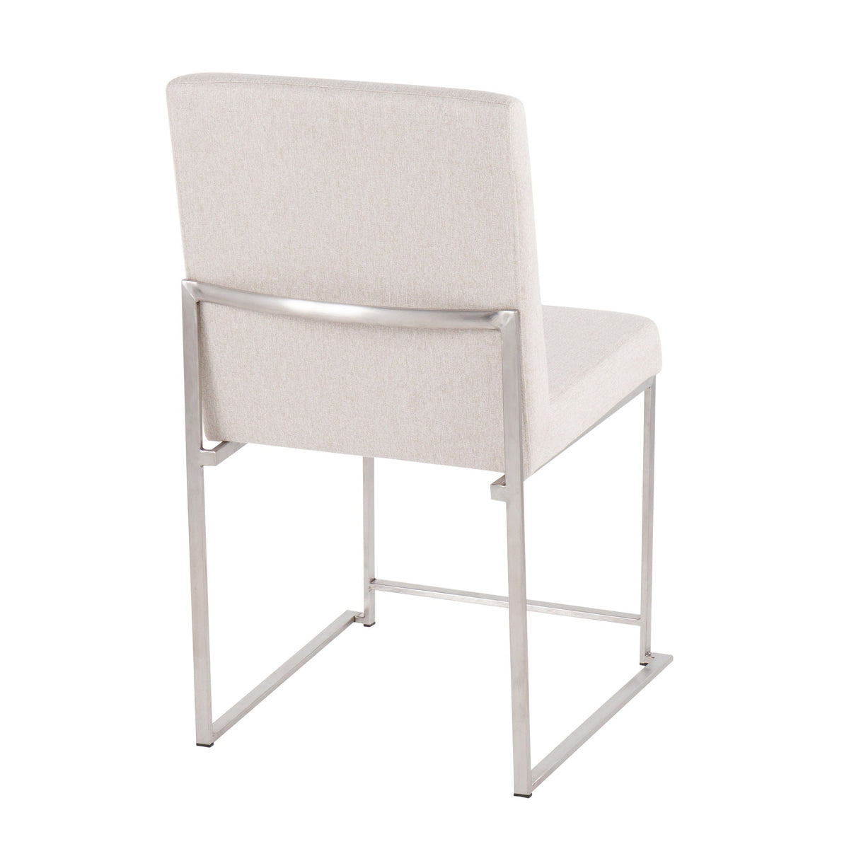 Contemporary high-back dining chairs set of 2 in beige upholstered fabric with chrome frame on Tampa Home & Garden Store