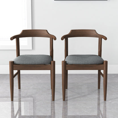 Mid-Century Modern dining chairs set of 2 in dark wood with gray cushions by HouseOfZazla on Tampa Home & Garden Store