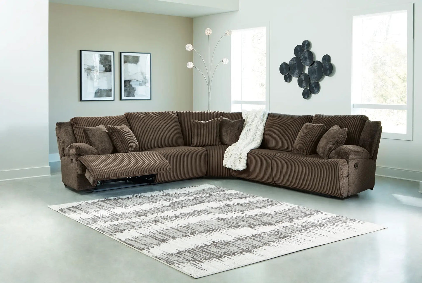 Top Tier Corduroy Reclining Sectional with Chaise