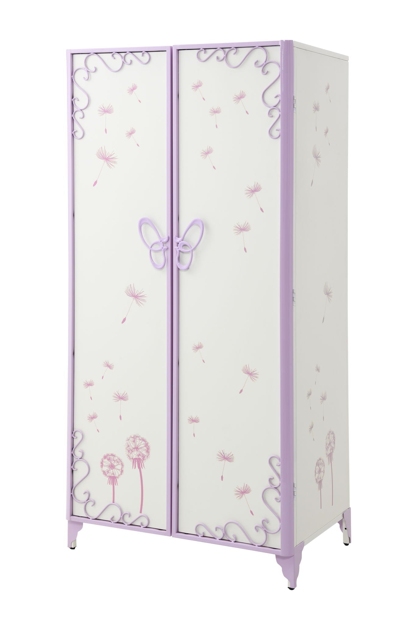 Priya II synthetic leather purple triple wardrobe with white doors and lavender trim on Tampa Home & Garden Store