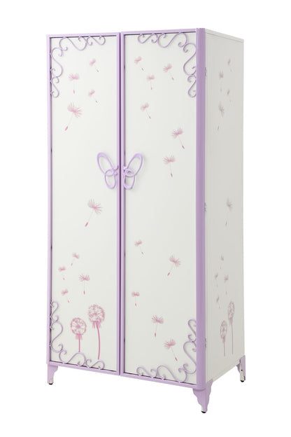 Priya II synthetic leather purple triple wardrobe with white doors and lavender trim on Tampa Home & Garden Store