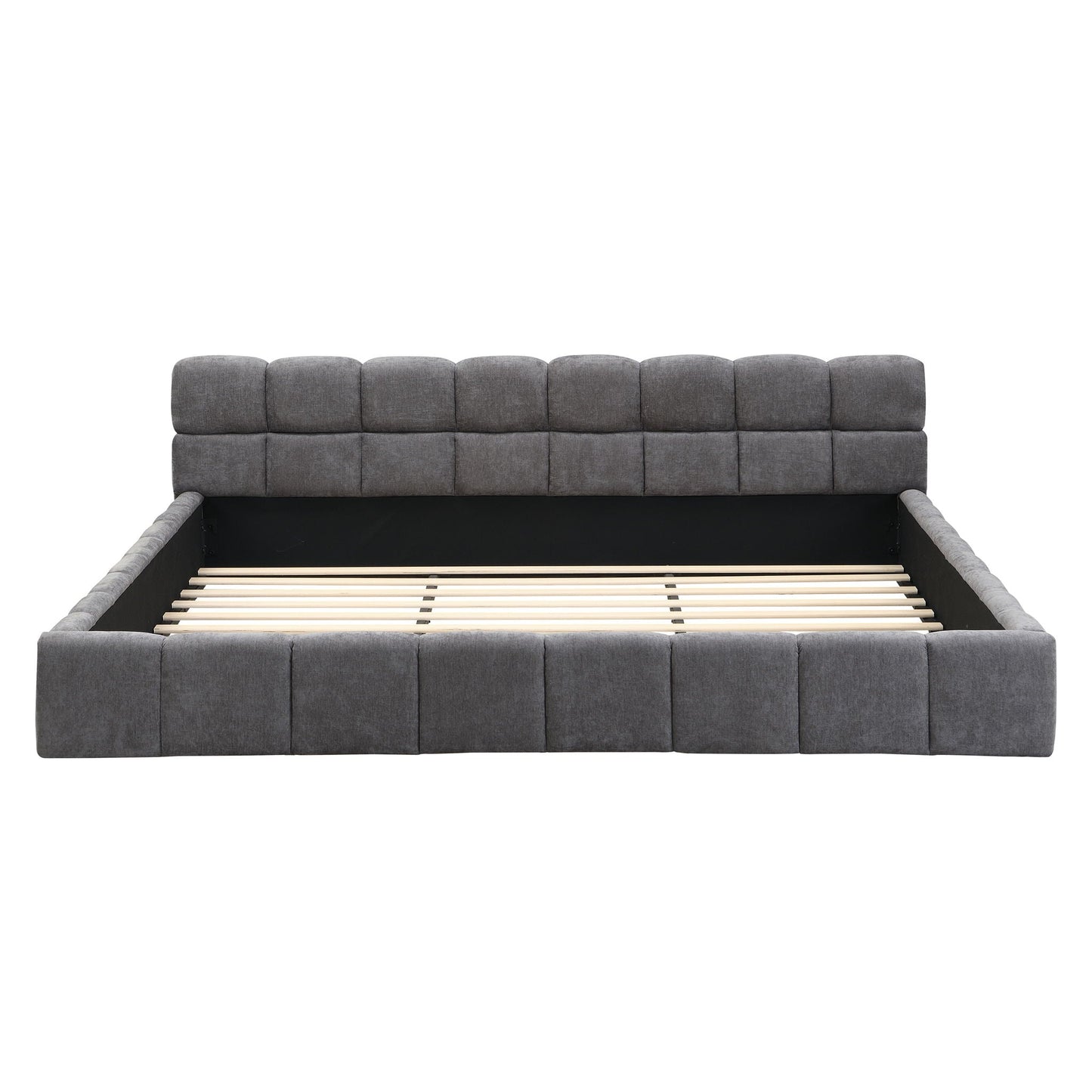 Elegant upholstered bed with gray checkerboard tufting by HouseOfZazla on Tampa Home & Garden Store