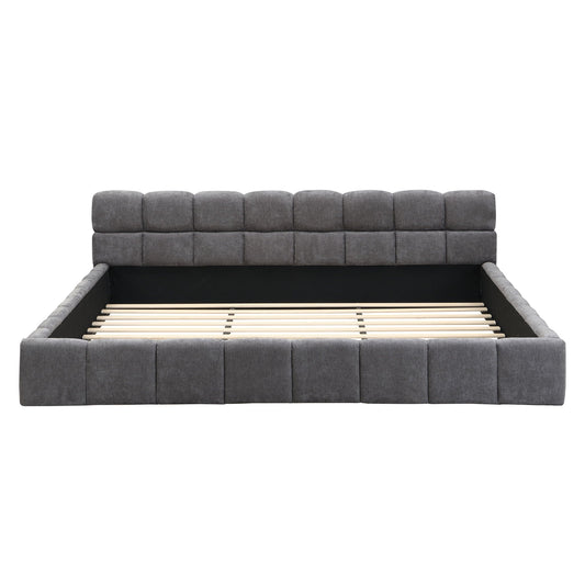 Elegant upholstered bed with gray checkerboard tufting by HouseOfZazla on Tampa Home & Garden Store