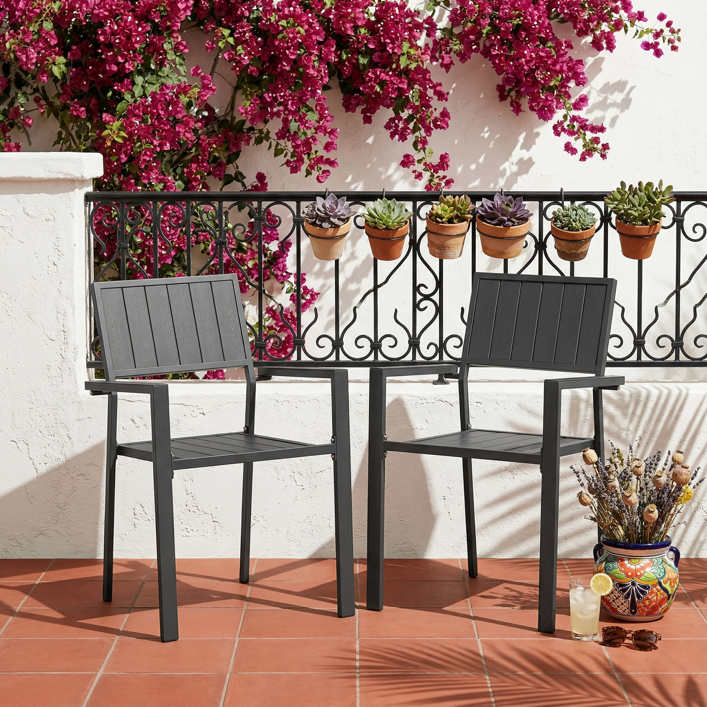 Modern Outdoor and Indoor Metal Chair Set of Two