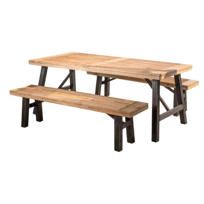Outdoor Dining Set with Two Benches and a Table