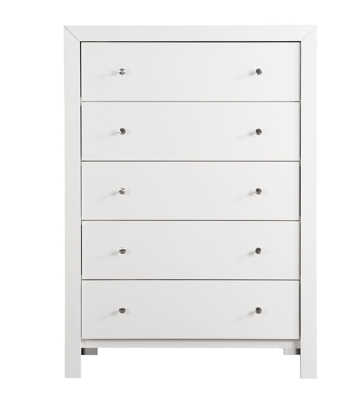 Accent storage chest in white with chrome knobs and multiple drawers on Tampa Home & Garden Store