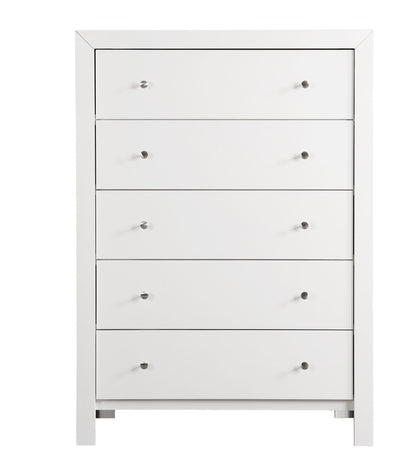 Accent storage chest in white with chrome knobs and multiple drawers on Tampa Home & Garden Store