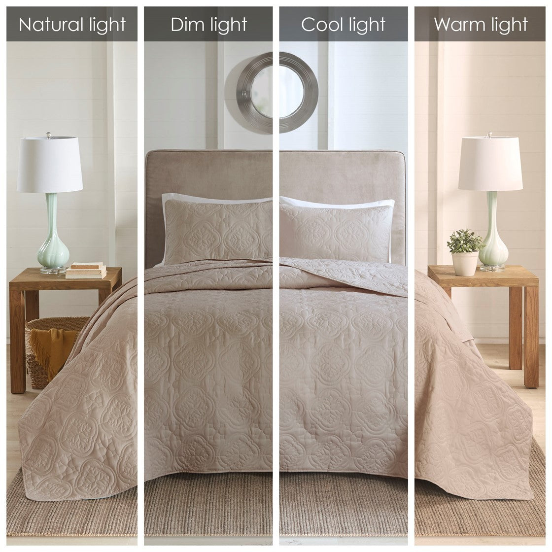 3 Piece Reversible Bedspread Set Khaki Full/Queen by HouseOfZazla, quilted bedding on Tampa Home & Garden Store