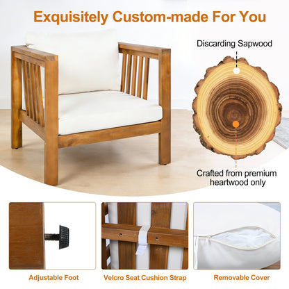 Set of 2 Acacia Wood Club Chairs for Outdoor Use