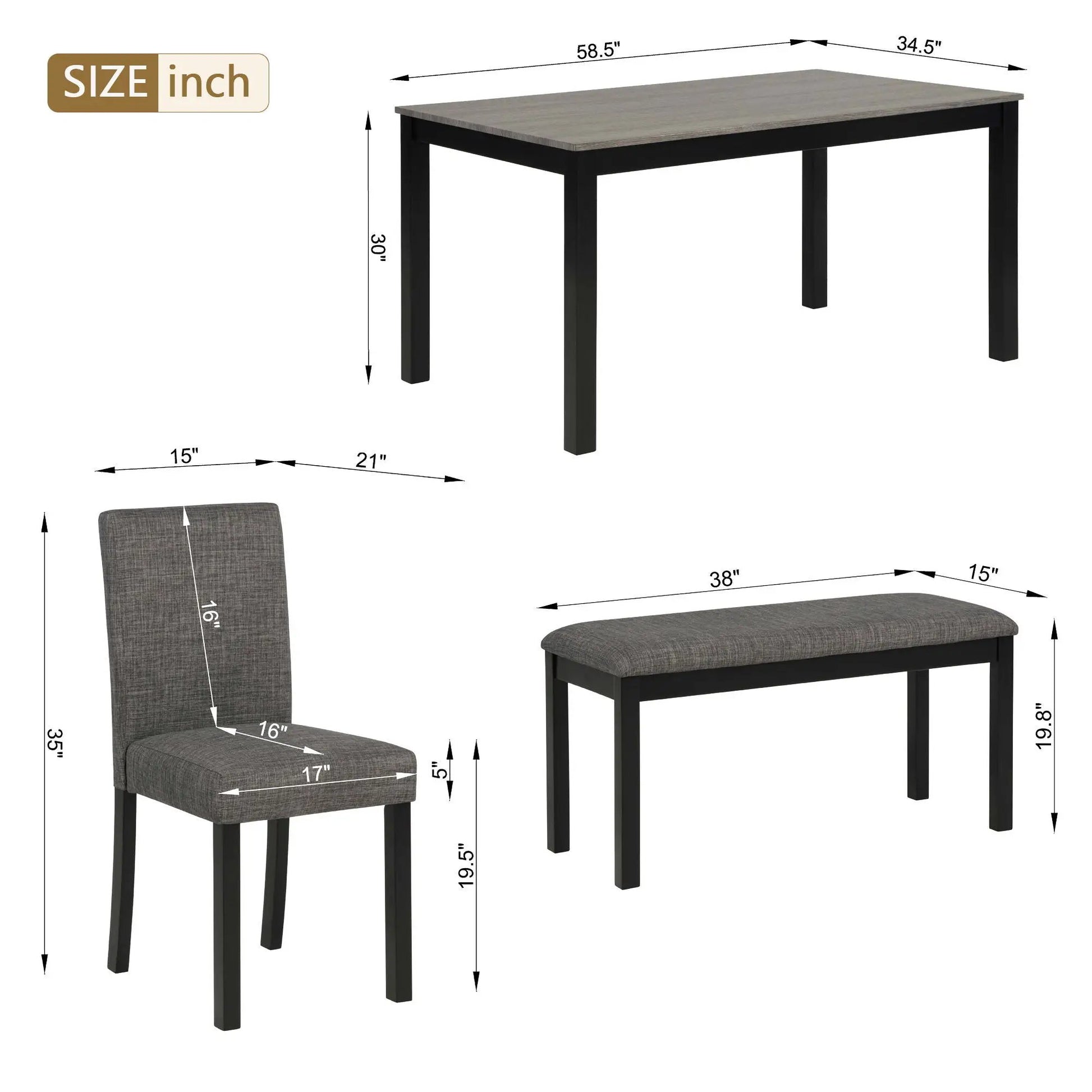 Modern Dining Table Set with Upholstered Chairs, gray seats, black legs by Unique Piece Furniture on Tampa Home & Garden Store