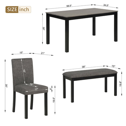 Rustic Wood Dining Table and Upholstered Chairs