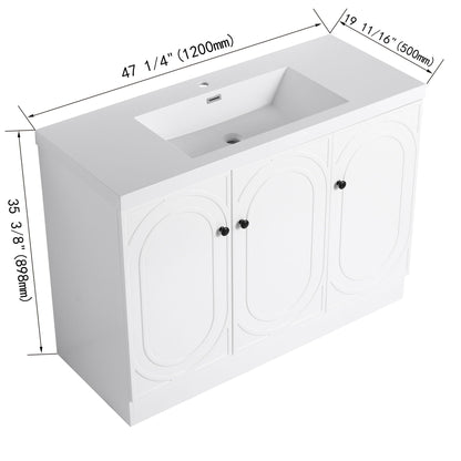 White freestanding bath vanity with resin sink, two-door cabinet, HouseOfZazla on Tampa Home & Garden Store