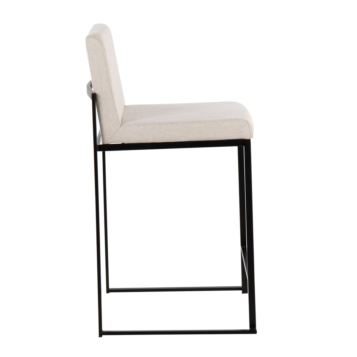 Fuji High Back Counter Stool beige fabric with black metal frame on Tampa Home & Garden Store
