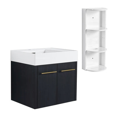 Modern Wall Mounted Vanity with Resin Sink Rack