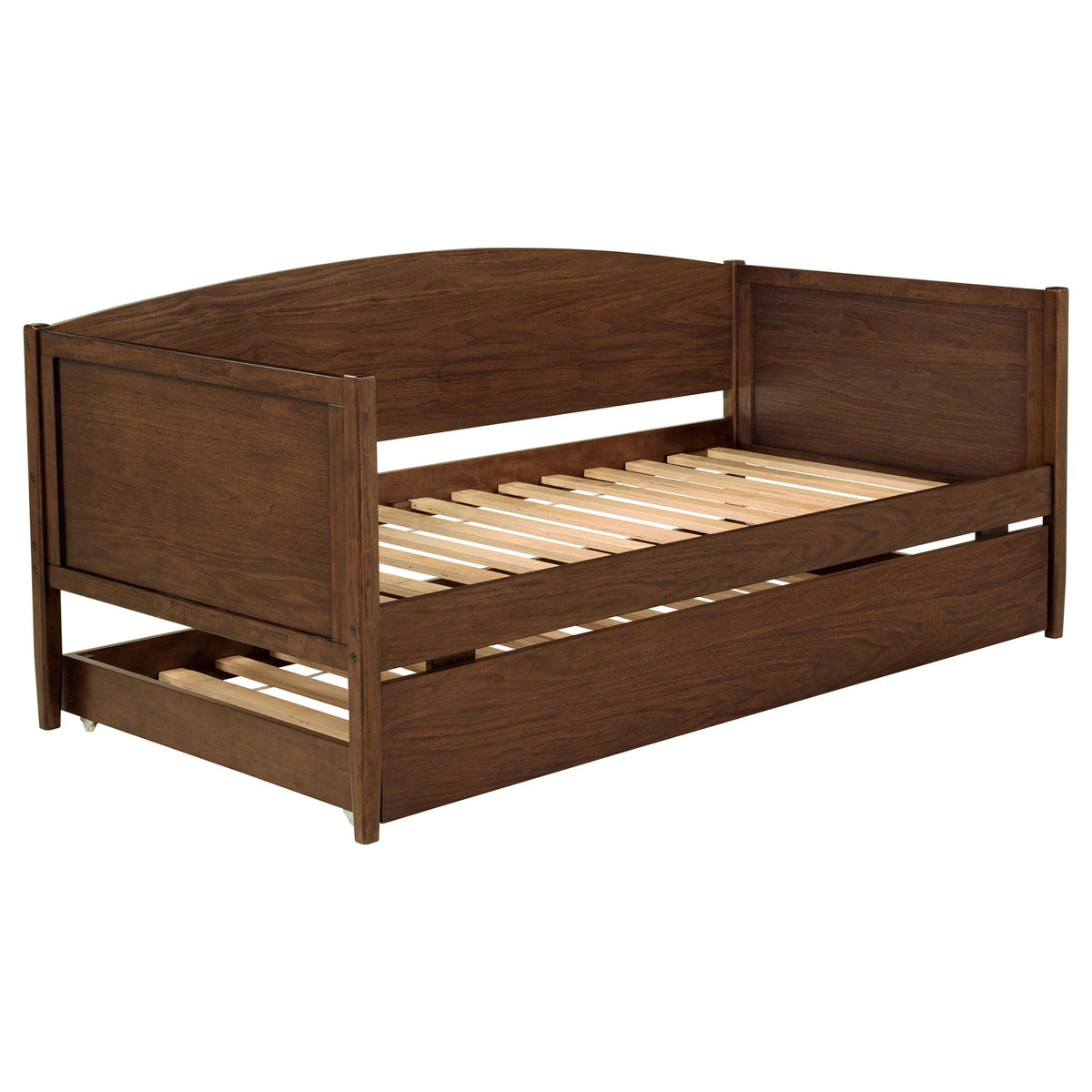 Fallbrook Twin Daybed with Trundle in Walnut finish, wooden frame with slatted beds on Tampa Home & Garden Store