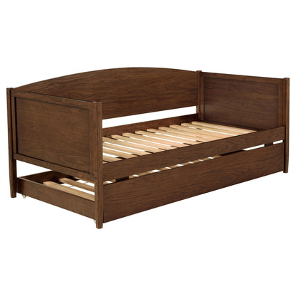 Fallbrook Twin Daybed with Trundle in Walnut finish, wooden frame with slatted beds on Tampa Home & Garden Store