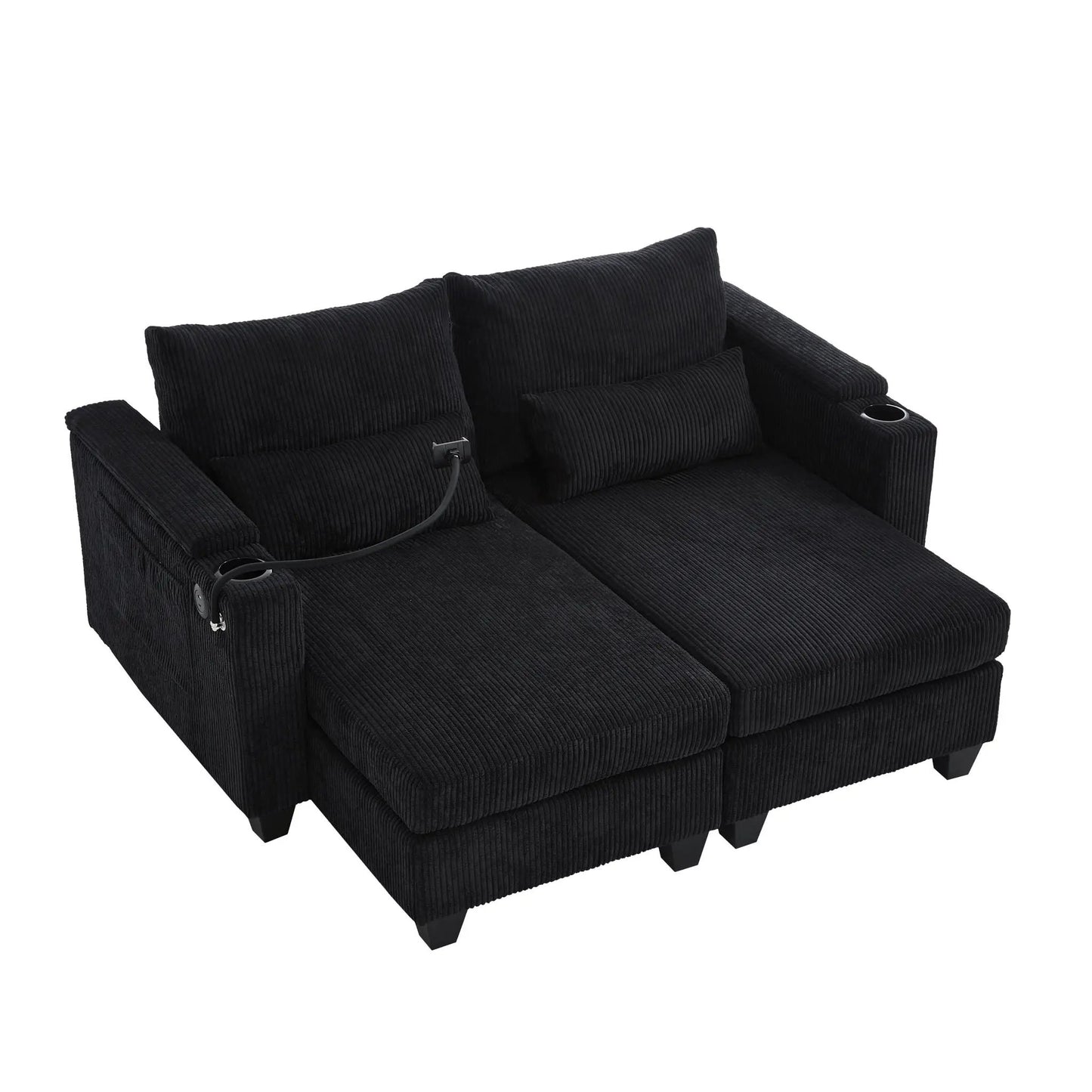 Convertible Chaise Lounge Chair With USB Ports