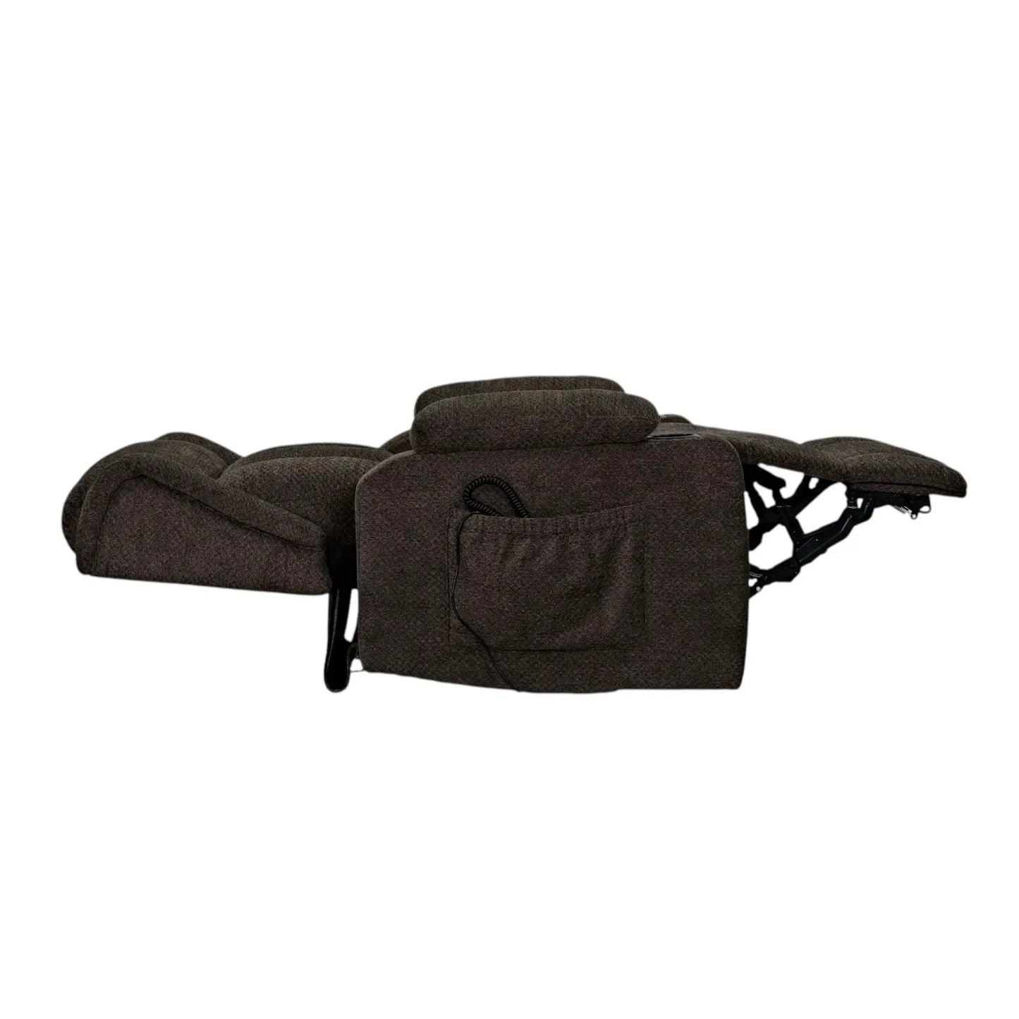 Lusio power motion recliner brown fabric with lift cup holder by Unique Piece Furniture on Tampa Home & Garden Store