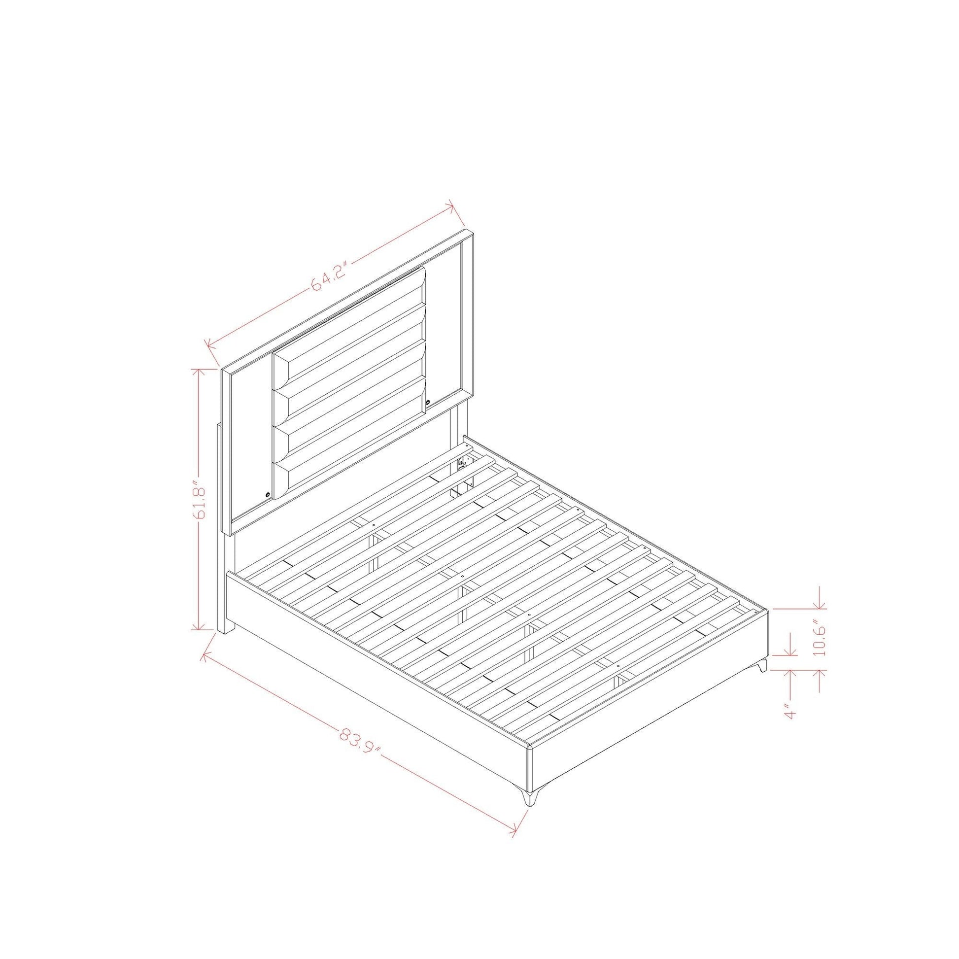 Star 5-Piece Bedroom Set Modern LED Bed Frame by HouseOfZazla with headboard and slatted base on Tampa Home & Garden Store