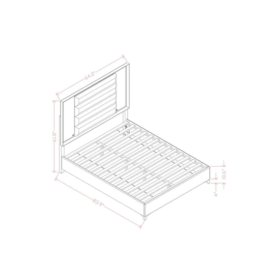 Star 5-Piece Bedroom Set Modern LED Bed Frame by HouseOfZazla with headboard and slatted base on Tampa Home & Garden Store