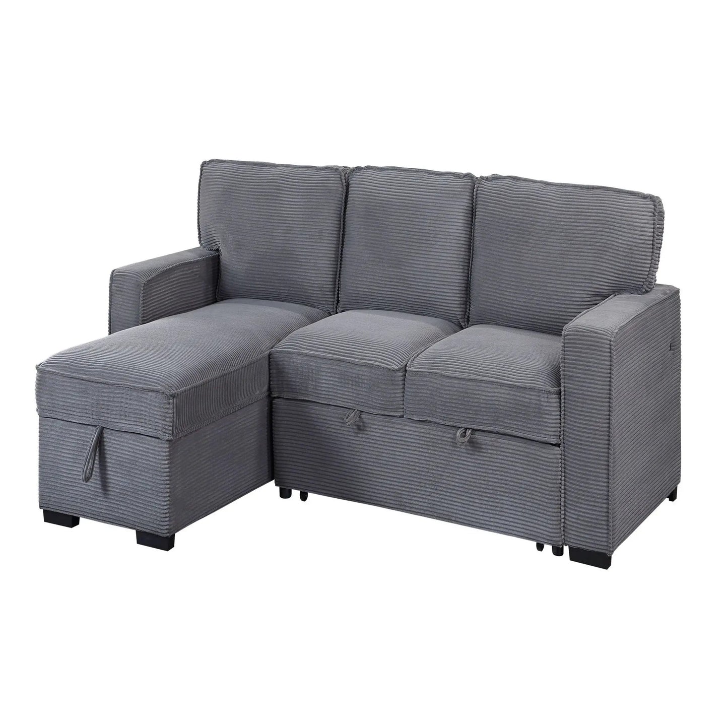 Territory pullout sofa bed sleeper sectional in dark gray corded fabric by Unique Piece Furniture on Tampa Home & Garden Store