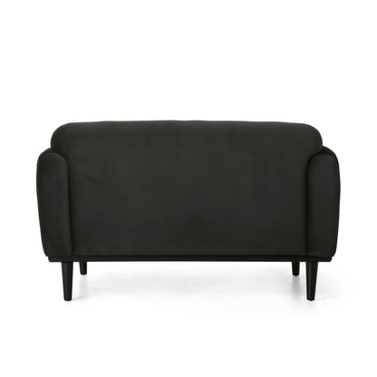 Contemporary Dark Loveseat and Velvet Sofa