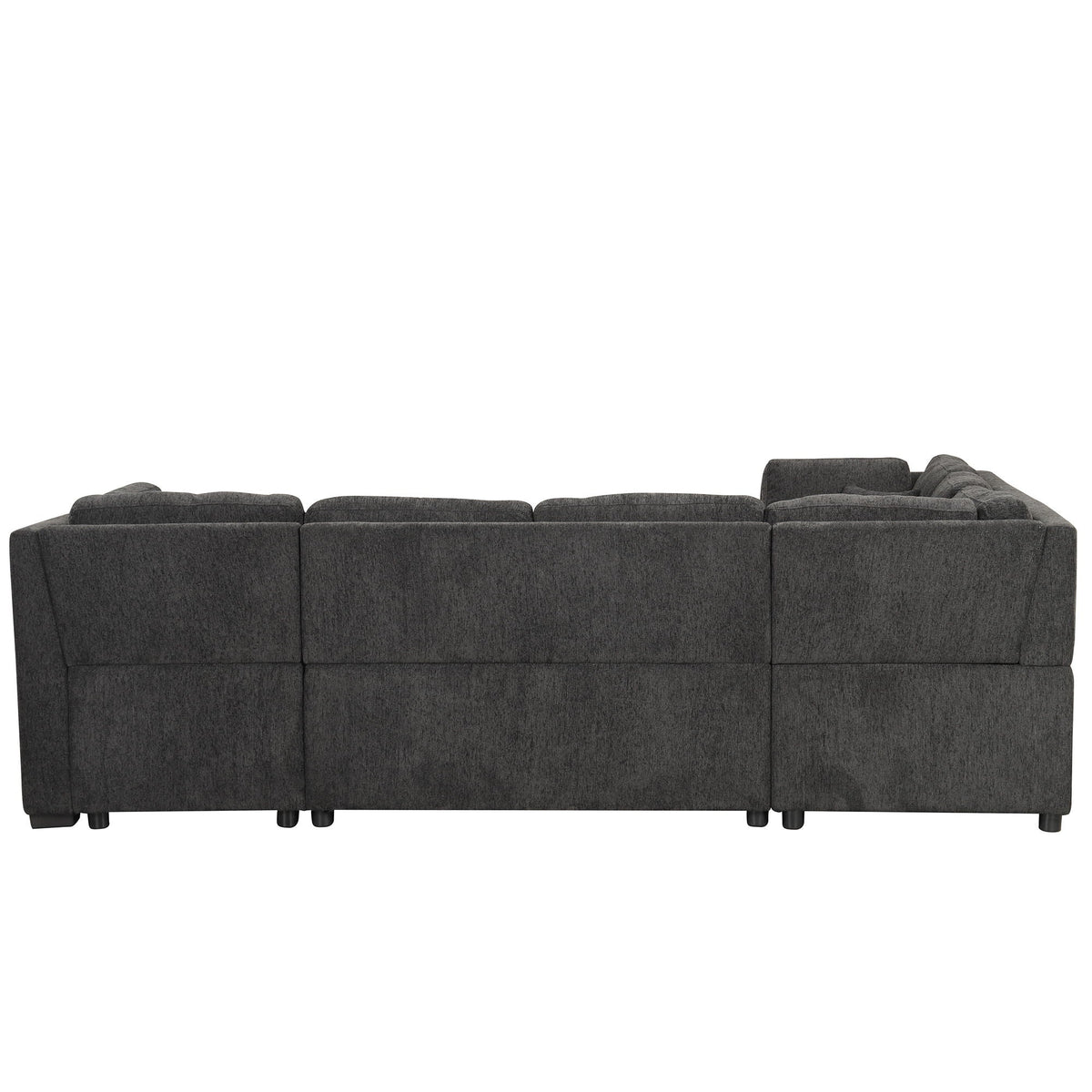 U-shaped sleeper sectional sofa pull-out bed in charcoal gray with storage chaise on Tampa Home & Garden Store