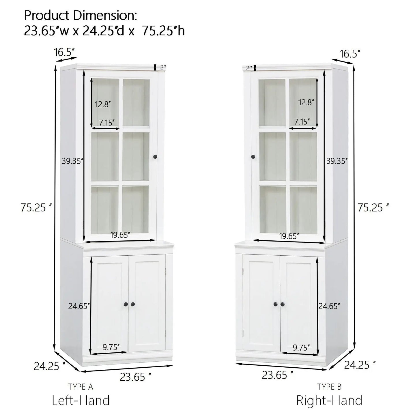 Retro Hutch Cabinet With Glass Doors for Home
