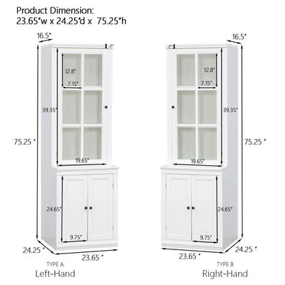 Retro Hutch Cabinet With Glass Doors for Home