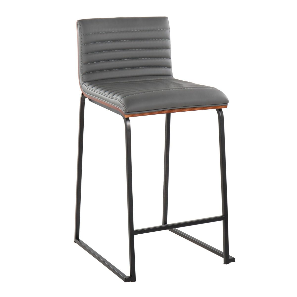 Contemporary tufted counter stools set of 2 in gray upholstery with black metal legs on Tampa Home & Garden Store