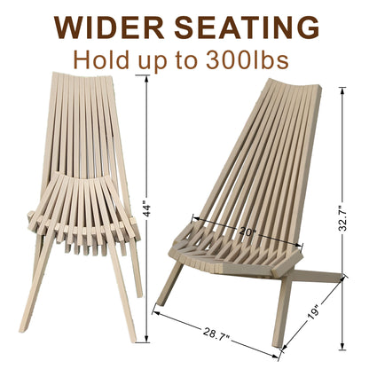 Folding Acacia Wood Outdoor Lounge Chair pair, natural beige, HouseOfZazla patio seating on Tampa Home & Garden Store