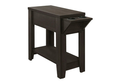 Accent Side Table in dark espresso wood with built-in cup-holder tray and lower shelf on Tampa Home & Garden Store