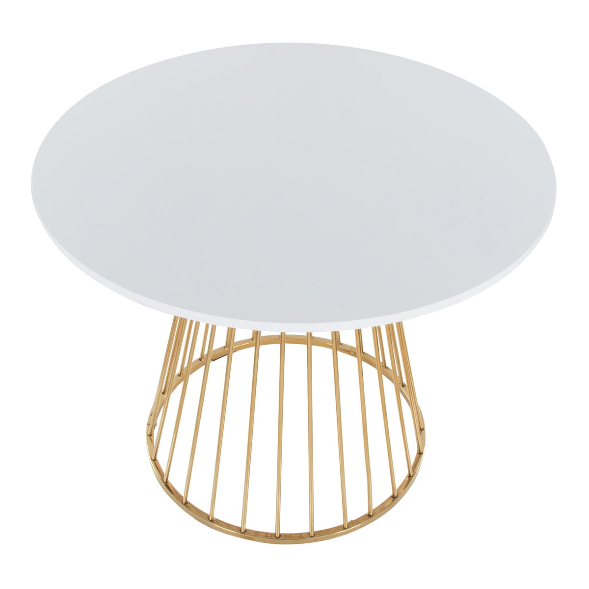 Canary Cosmo dining table with gold metal base and light grey round top HouseOfZazla on Tampa Home & Garden Store