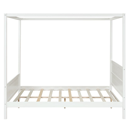 Modern Canopy Platform Bed and Wooden Headboard