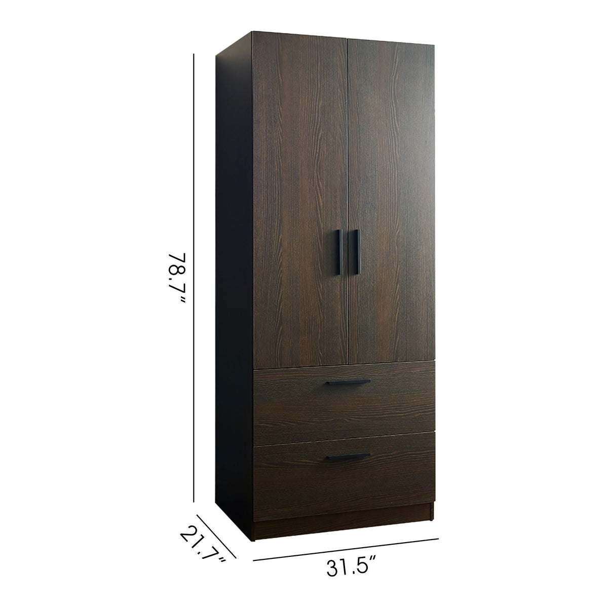 2 Door Closet Wardrobe in dark brown with drawers and hanging bars by HouseOfZazla on Tampa Home & Garden Store